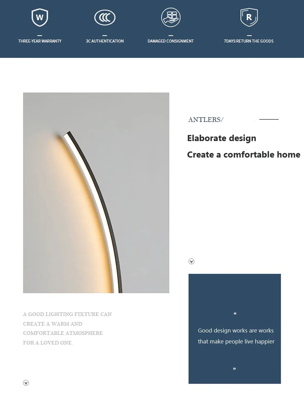 Modern Led Simple Art Bedroom Bedside Wall Lamp