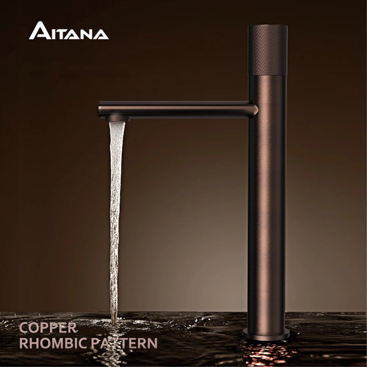 Brass Black Bathroom Basin Faucet Diamond Handle Design