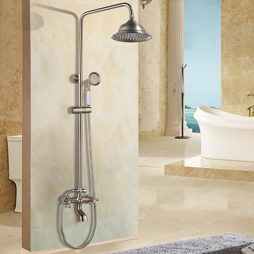Kemaidi Shower Faucets Nickel Brushed Adjustable Rain Shower