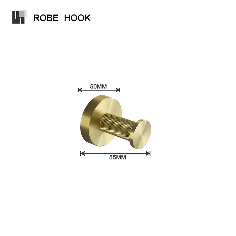 Bathroom Hardware Brushed Gold Knurled Brass Kit Towel