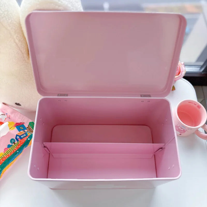Pink Aesthetic Storage Organizer Box Multi-Layer Compartments
