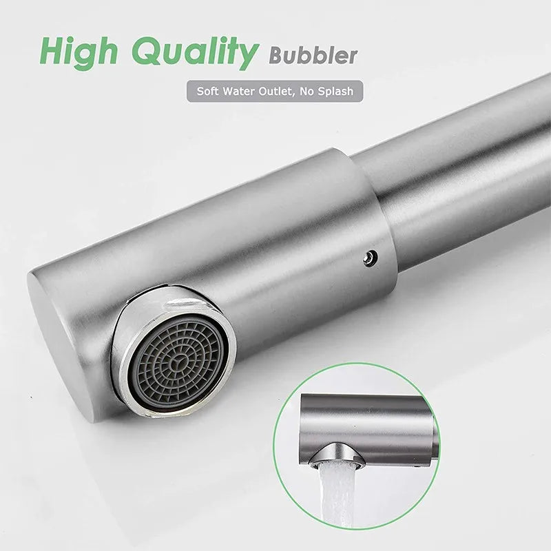 304 Stainless Steel Arm Swivel Extends Sink Faucet