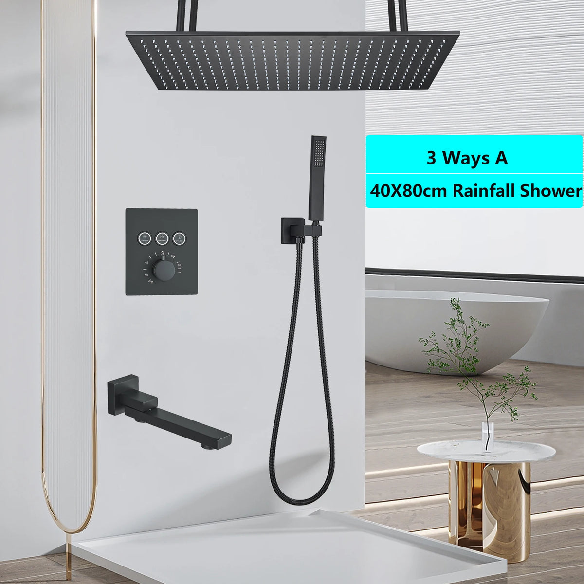 Luxury Thermostatic Shower Systems Big Rainfall Shower Concealed