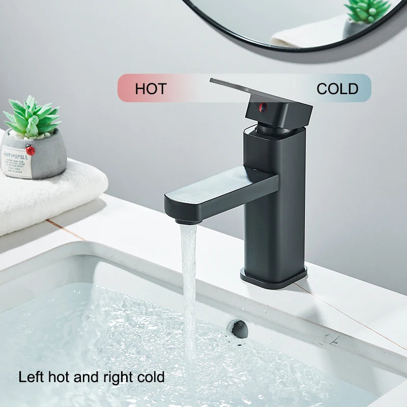 Black Bathroom Sink Faucet Basin Mixer Faucets Cold