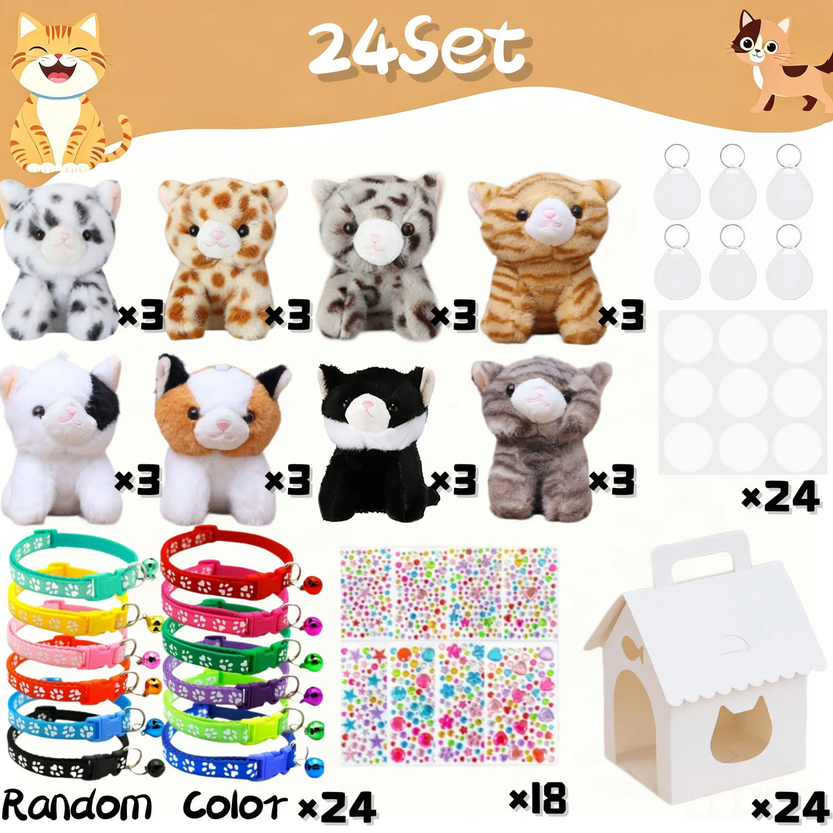 8-32set Adopt Kitten Party Favors Cat Stuffed Animals