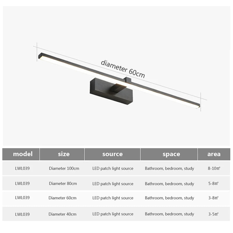 Modern Led Wall Light Bathroom Hardwares Wall Lamp