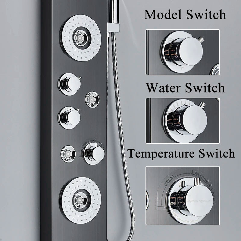 Led Shower Panel Faucet Rainfall Headshower Spa Massage