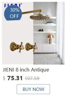 Jieni Inch Brushed Gold Rainfall Shower Faucet Sets