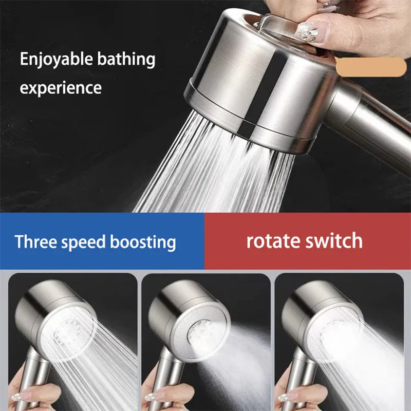 304 Stainless Steel Three-Speed Pressure-Boosting Shower Head