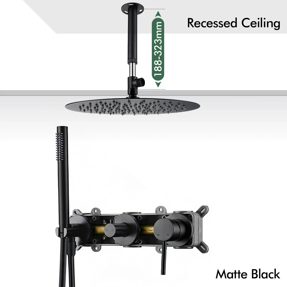 Gunmetal Shower Faucet 8-16 Wall Mounted Concealed Control