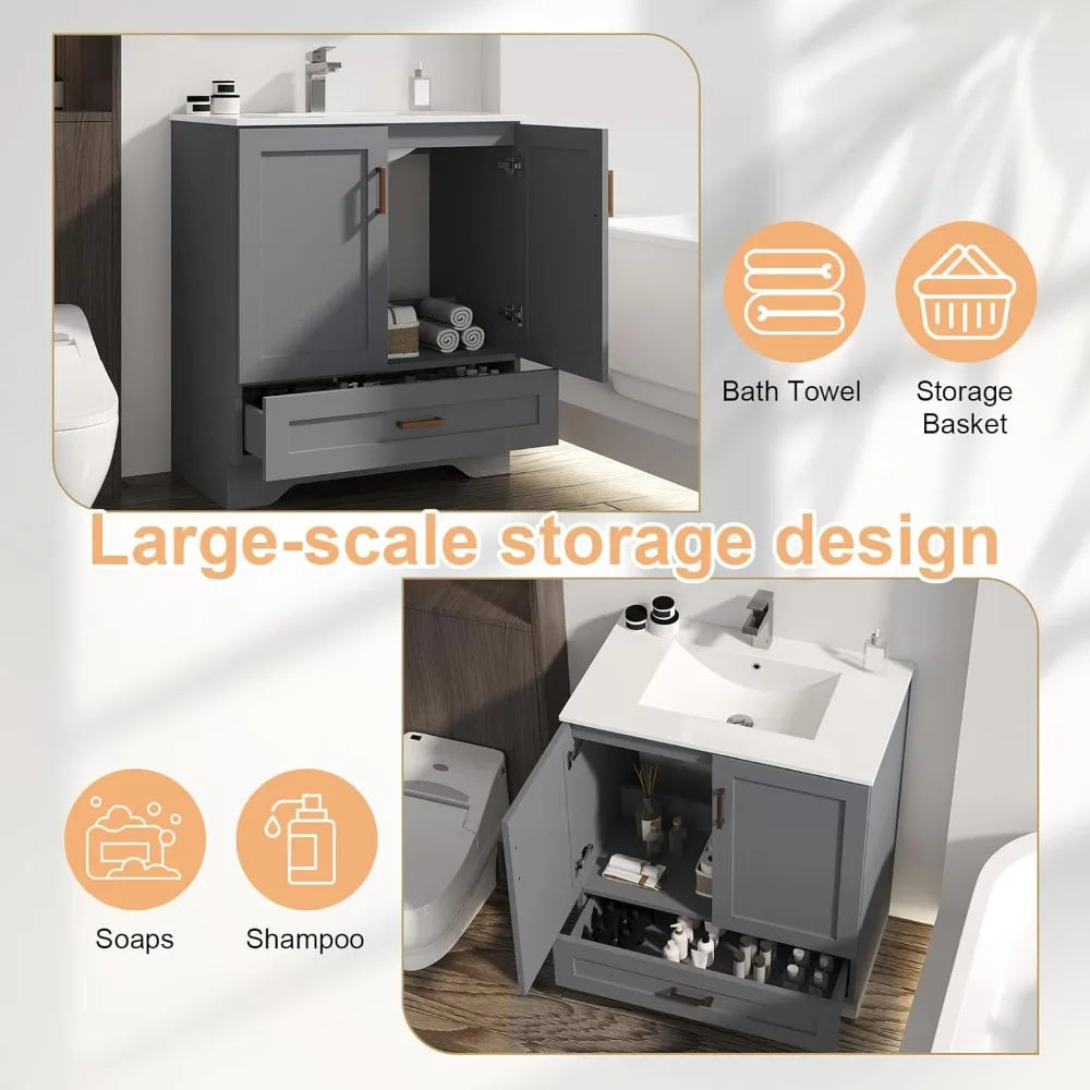 30 Inch Bathroom Vanity Sink Modern Grey Vanity