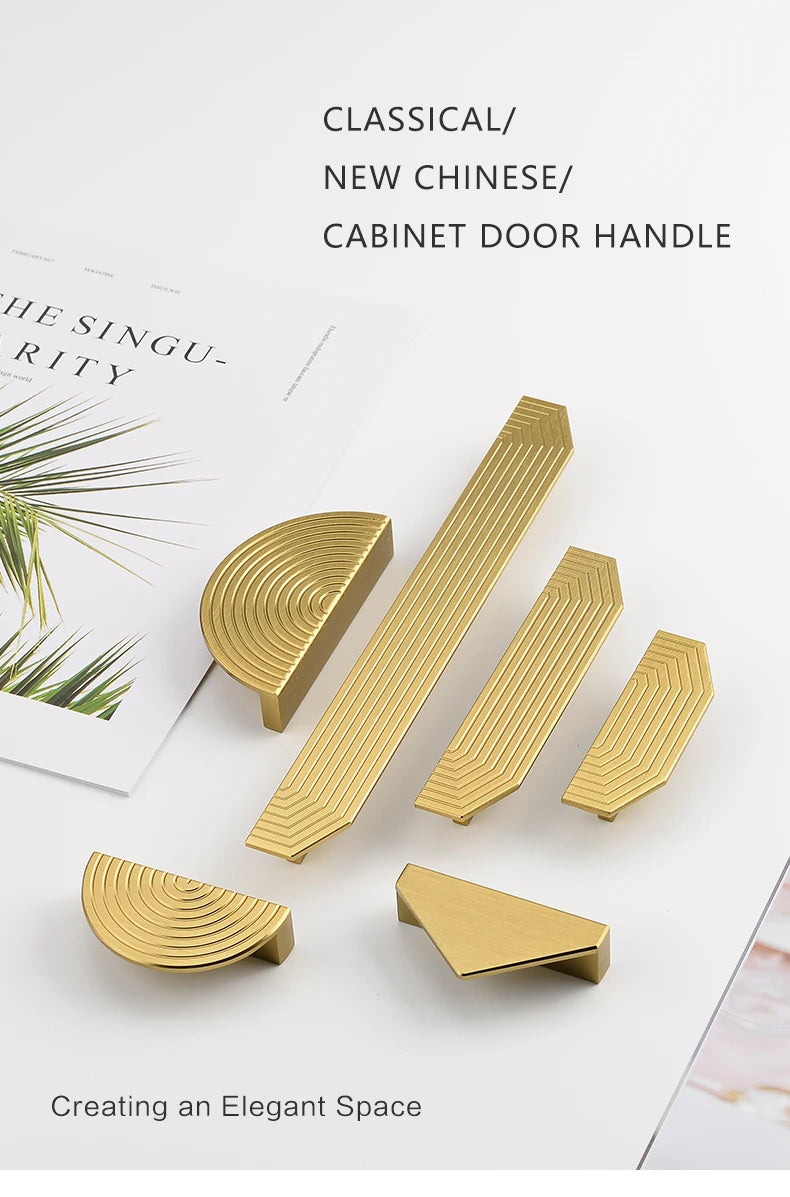 Brushed Brass Gold Drawer Small Handle Half Moon