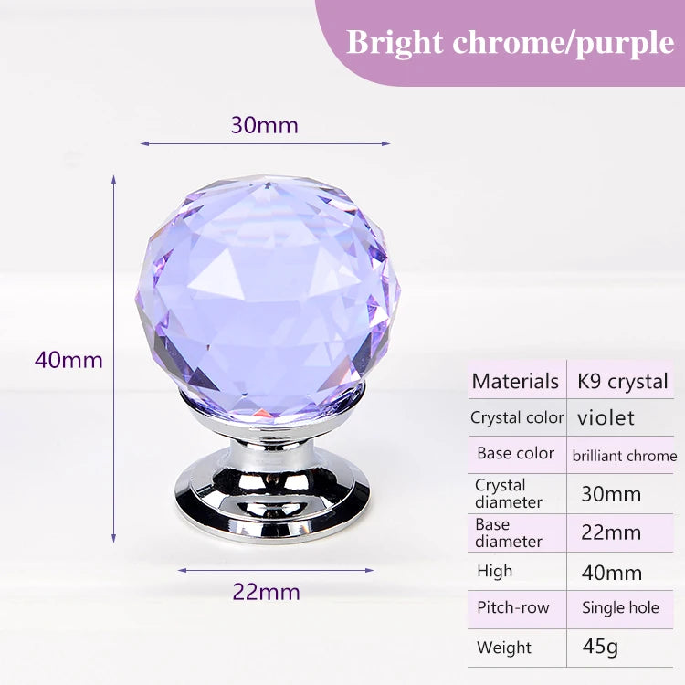 Colorful Crystal Glass Ball Pulls Knobs Wardrobe Door
