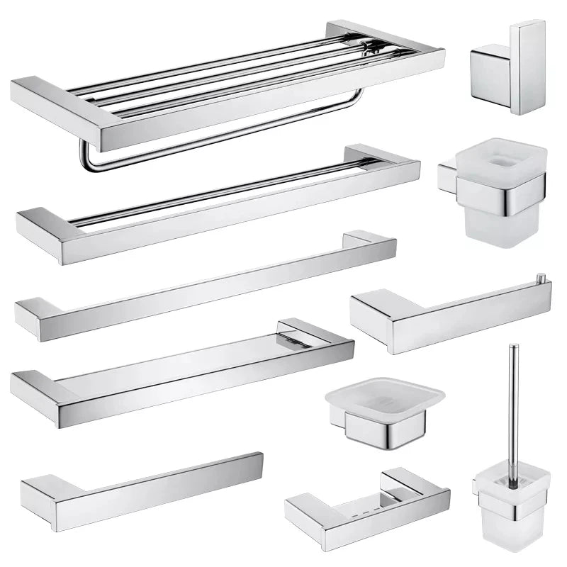 Matte Black Bathroom Hardware Towel Rack Shelf Hook