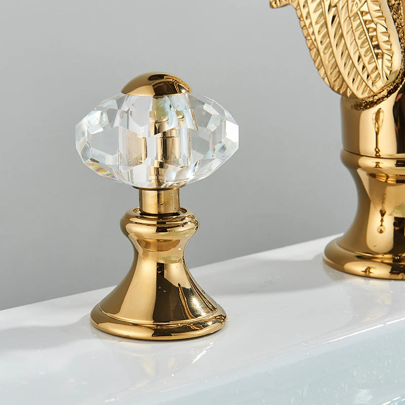 Golden Swan Shape Bathroom Faucet Basin Faucet Tap