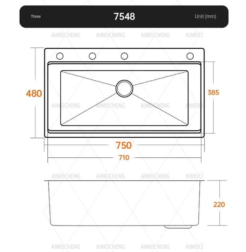 Digital Display Fly Rain Waterfall Large Sink 304