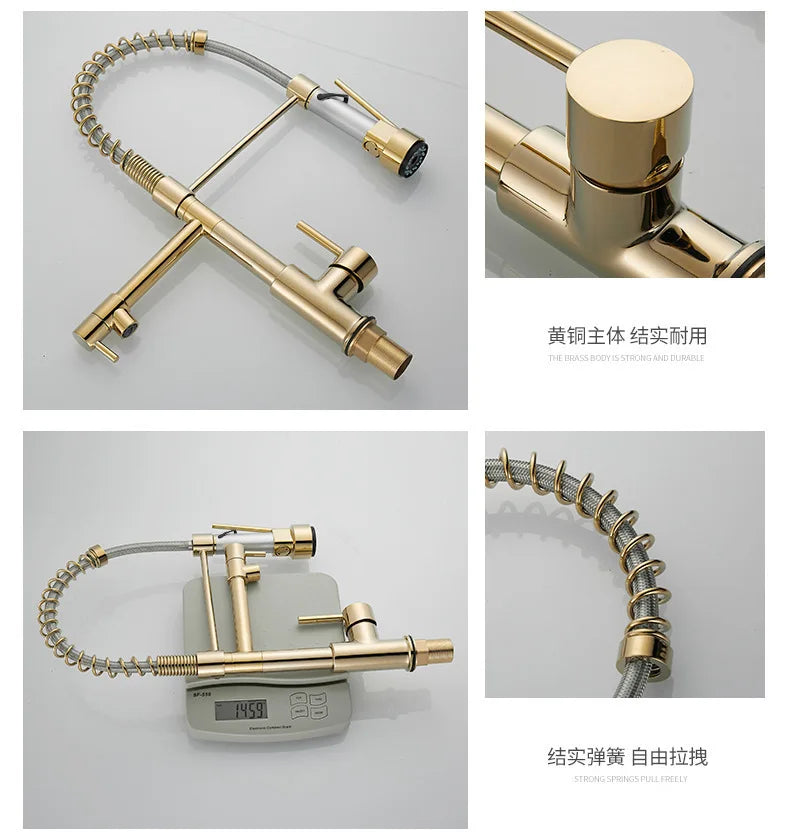 Gold Stainless Steel Faucet Cold Water Mixers Hole