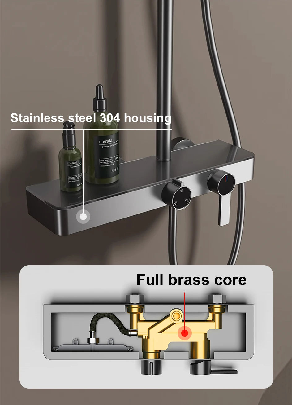 Brushed Gold Bathroom Shower Quality Brass Cold Bathroom