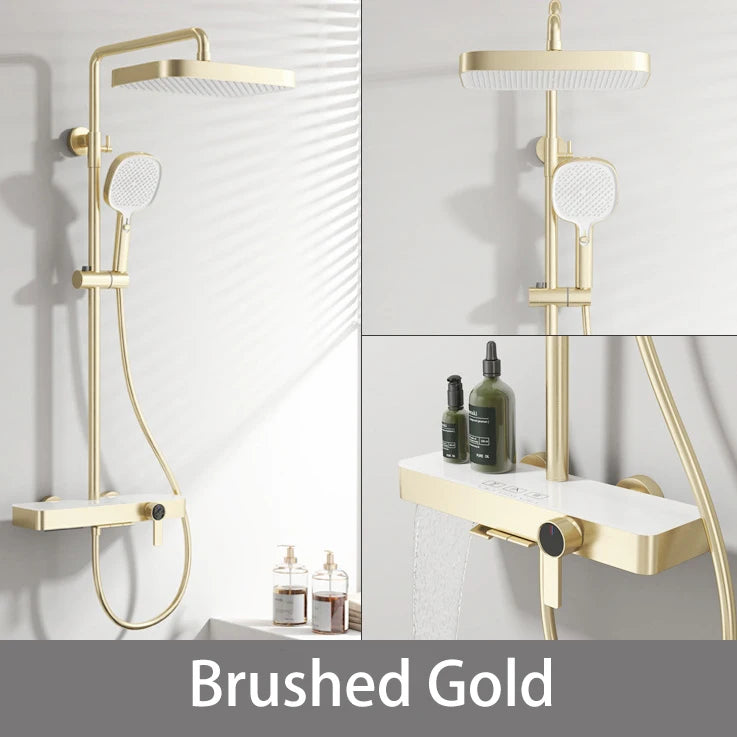 Cold Bathroom Shower System Sprinkler Brushed Rose Gold