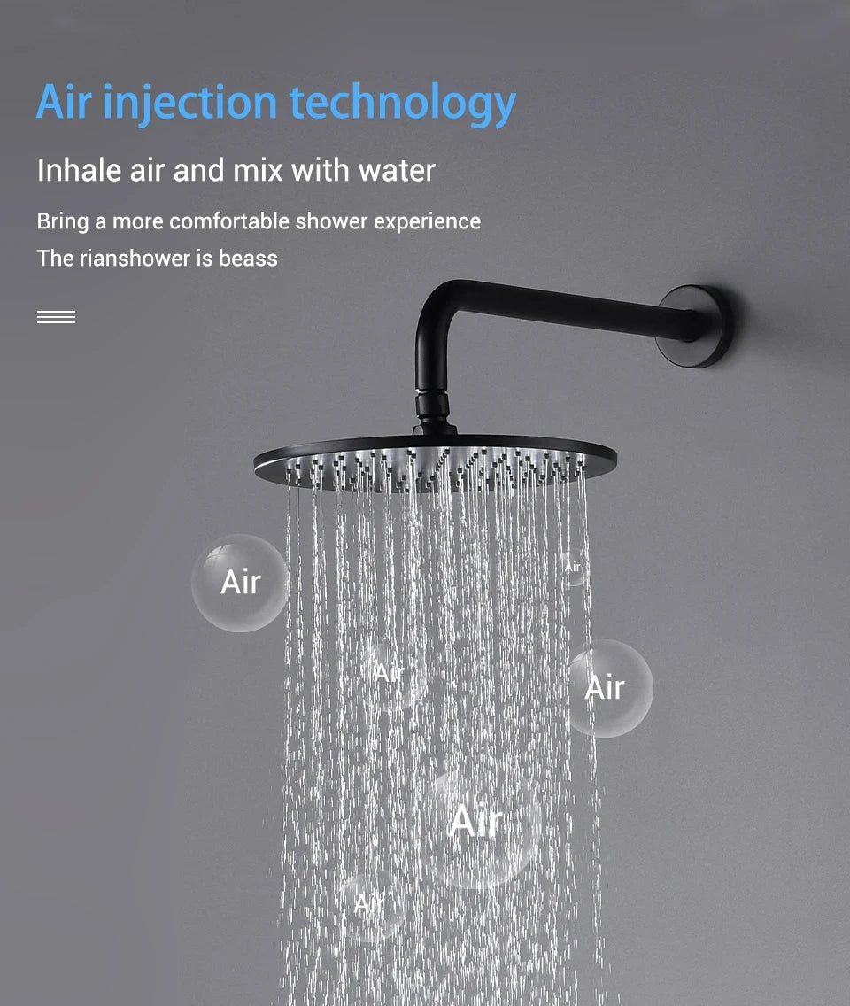 Bathroom Shower System Rainfall Shower Faucet Black Mixer