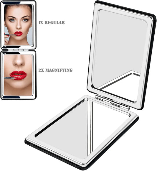 Desktop Makeup Mirror Solid Color Pu Leather Simple