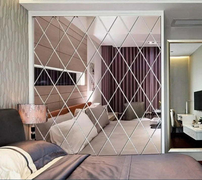 3d Mirror Stickers Acrylic Triangles Self-Adhesive Diamonds Diy