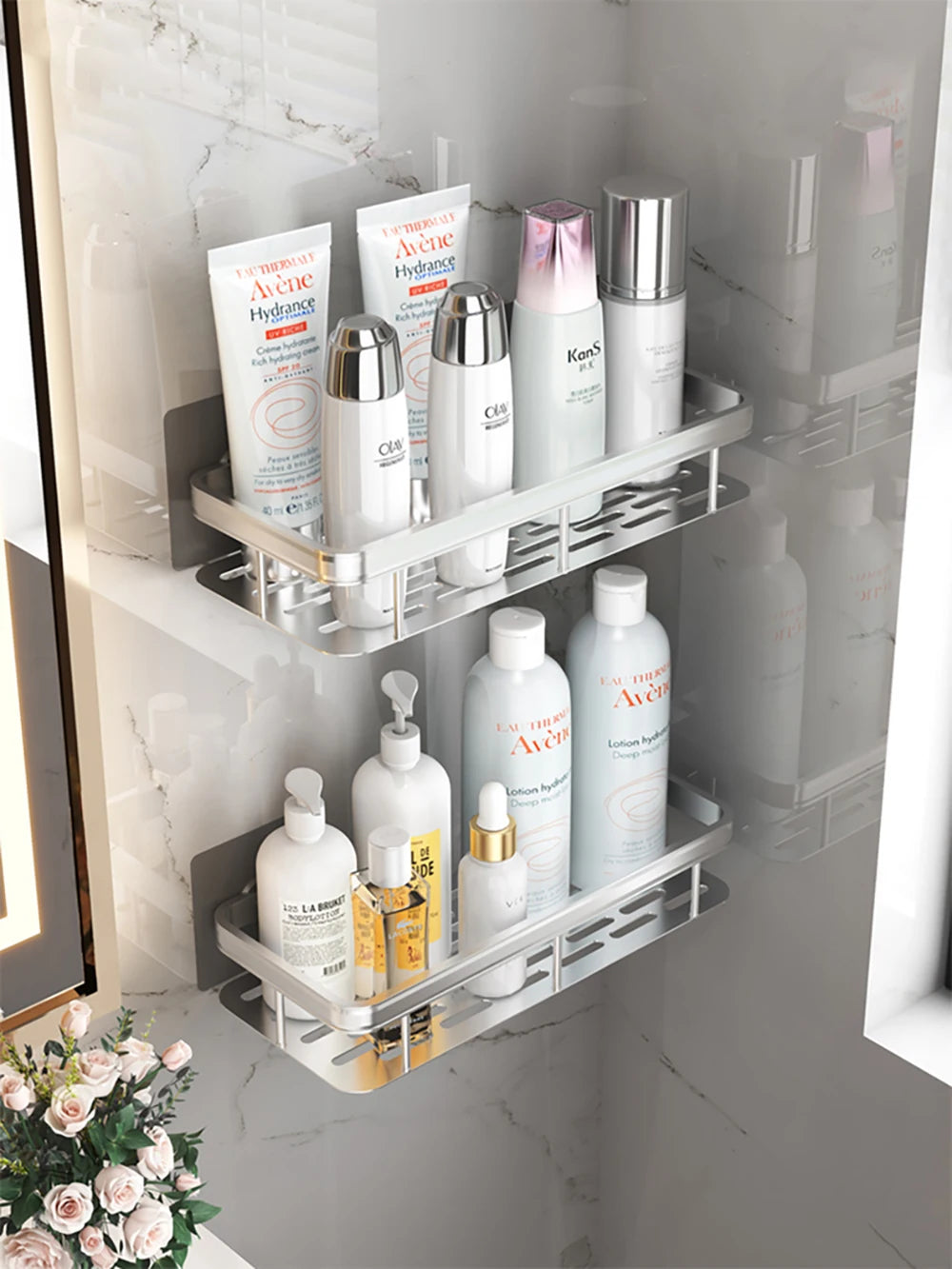 Wall Mounted Rectangular Rack Wall Mounted Shower Shampoo