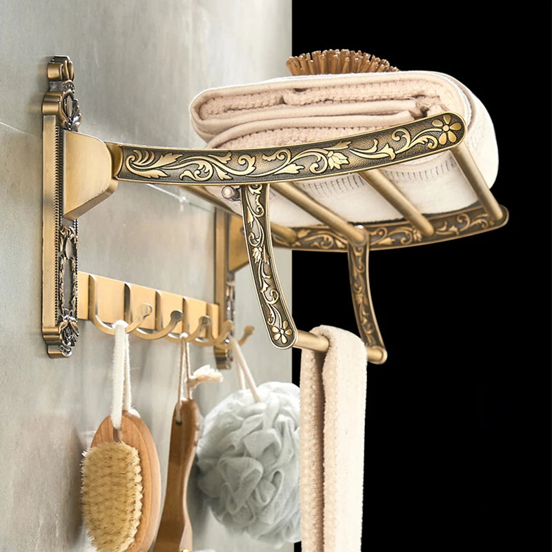 Antique Bathroom Hardware Wall-Mounted Towel Rack Toilet Brush