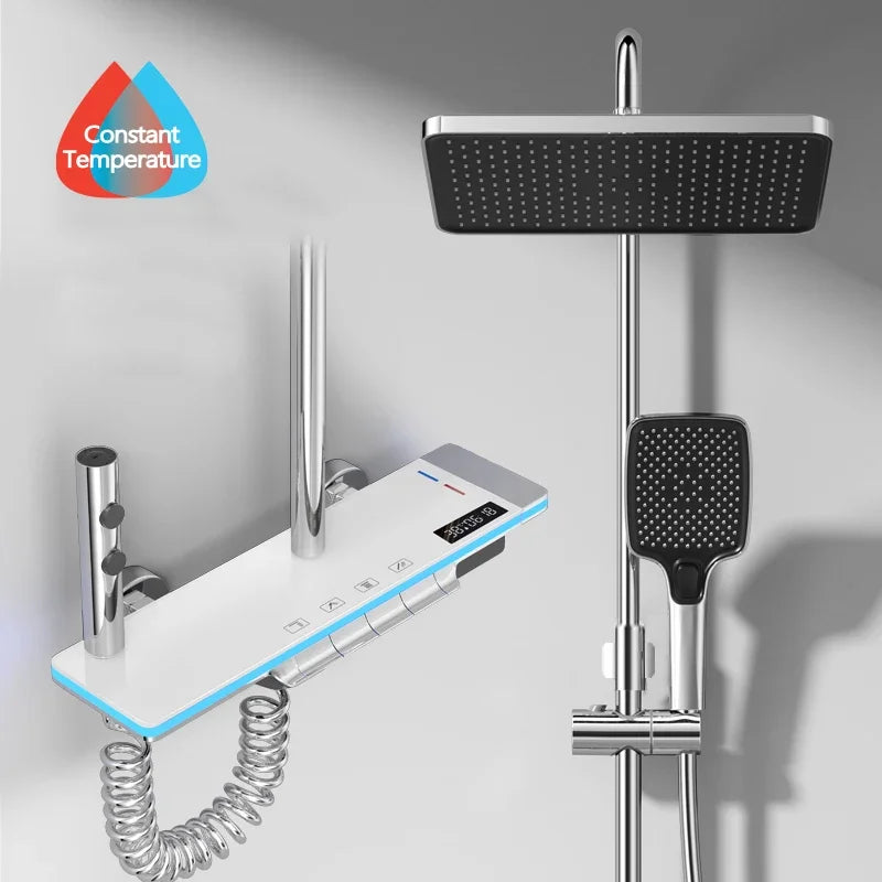Luxury Smart Digital Temperature Shower System Bathroom Rain