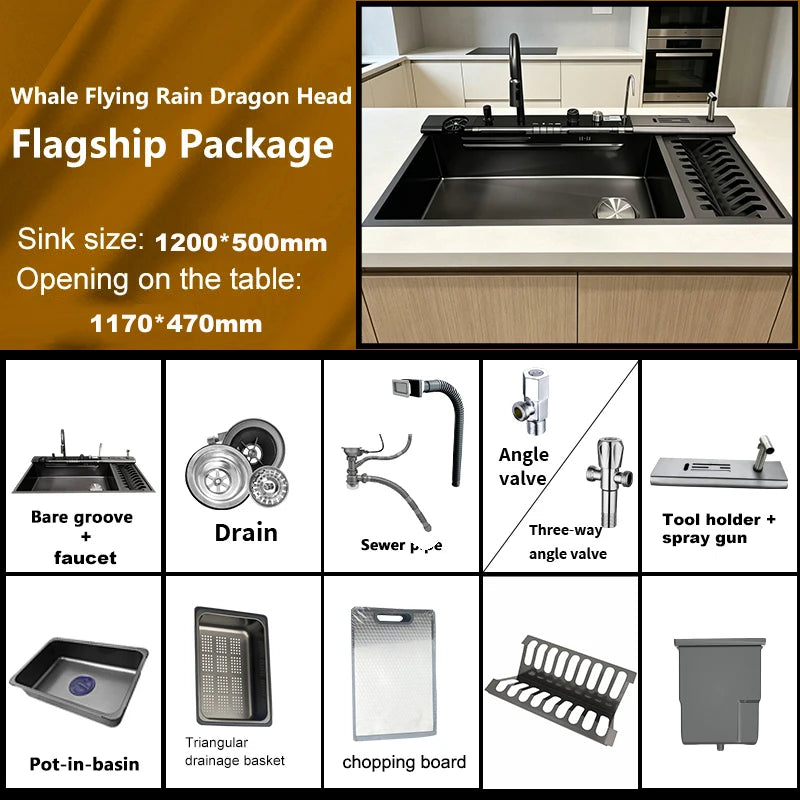 Sinks Stainless Steel Waterfall Sink Includes 120 50
