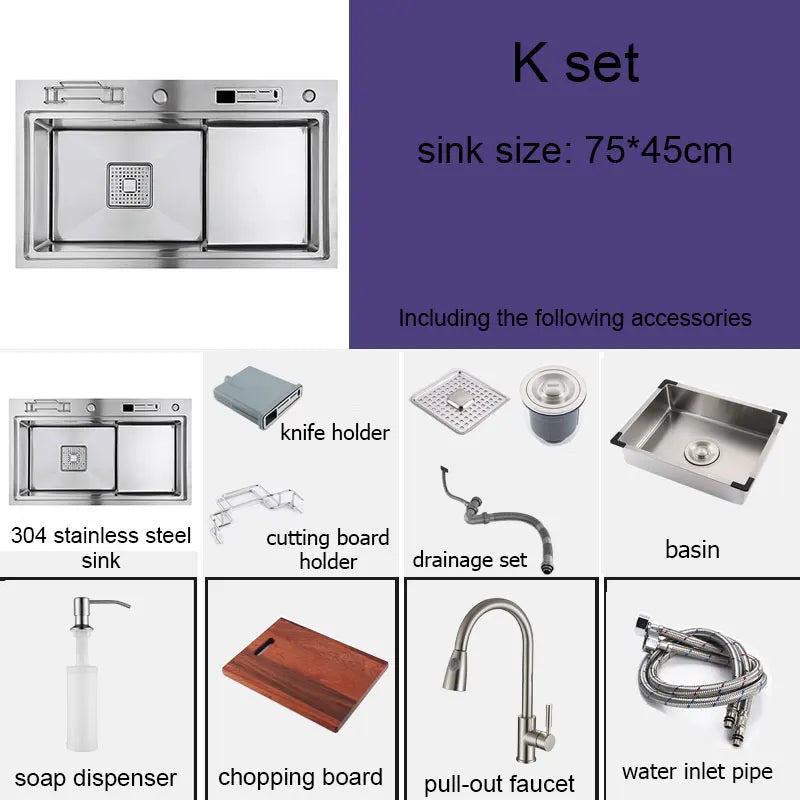 High Low Sink Water-Saving Design Matte Black Knife