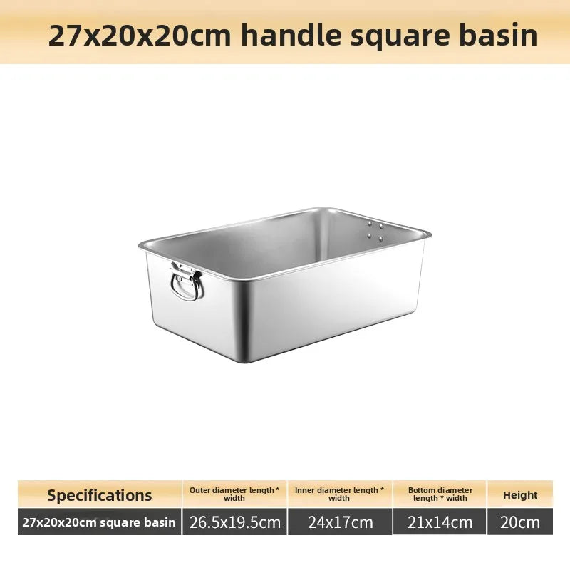 Stainless Steel 304 Deepened Square Basin Rectangular Box