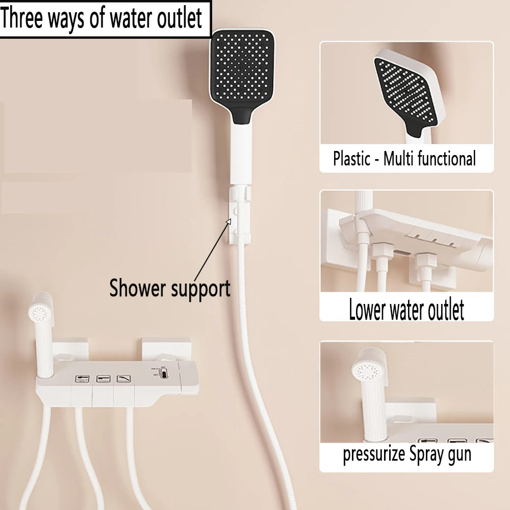 Wall Mounted Bathtub Faucet Multi-Functional Brass Body Height