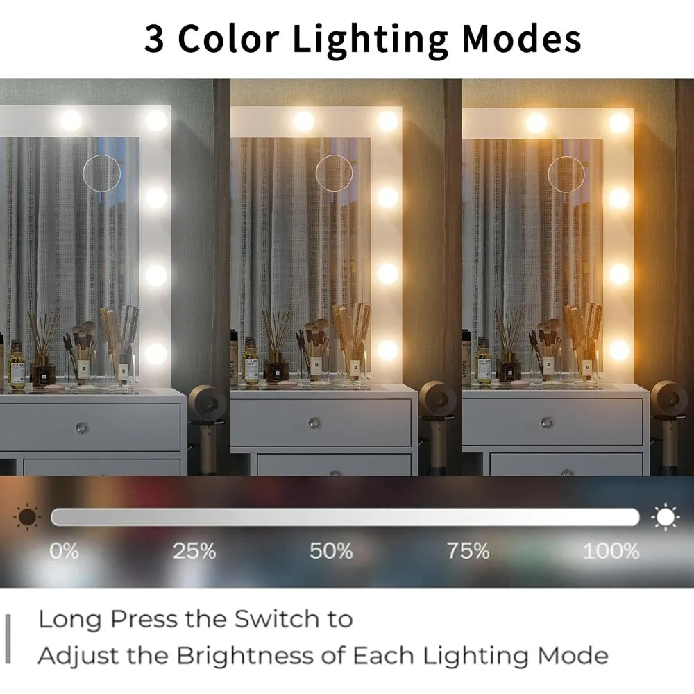55 Makeup Vanity Desk Lighted Mirror Charging Station