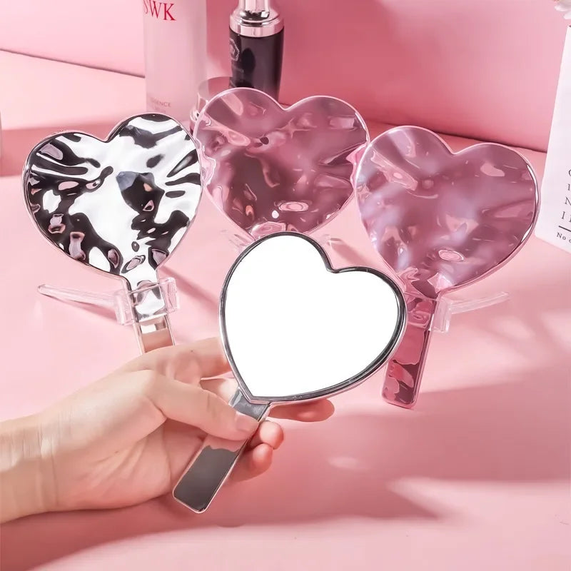 Eyelash Extensions Handheld Mirror Heart Shape Vanity Mirror
