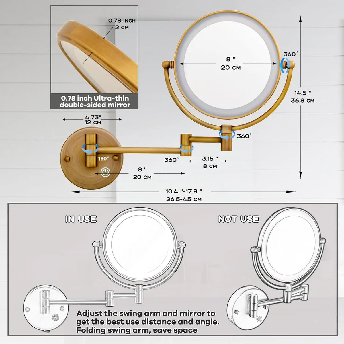 10x Magnifying Led Makeup Mirror Touch On Dual