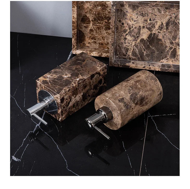 Dark Natural Marble Bathroom Brown Luxury Toothbrush Holder