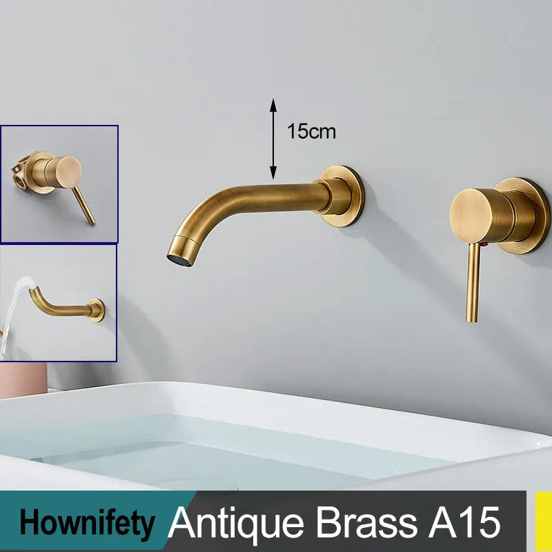 Wall Mount Bathroom Basin Faucet Embedded Split Cold