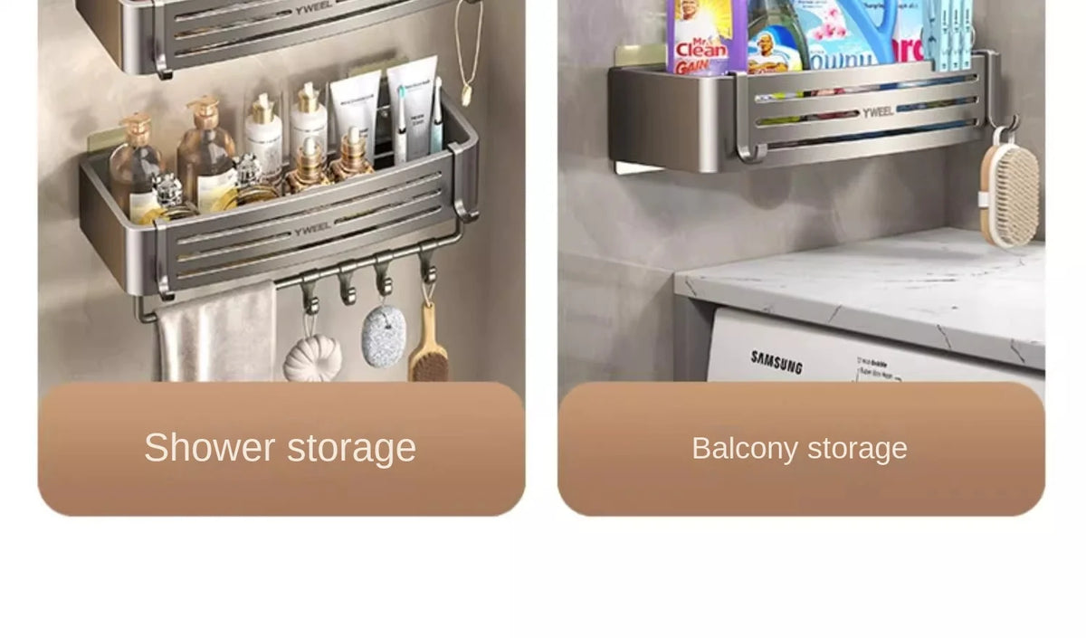 Aluminum Bathroom Shelves Wall Towel Rack Mounted Shower