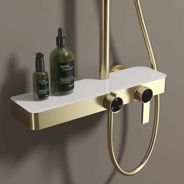 Brushed Gold Bathroom Shower Quality Brass Cold Bathroom