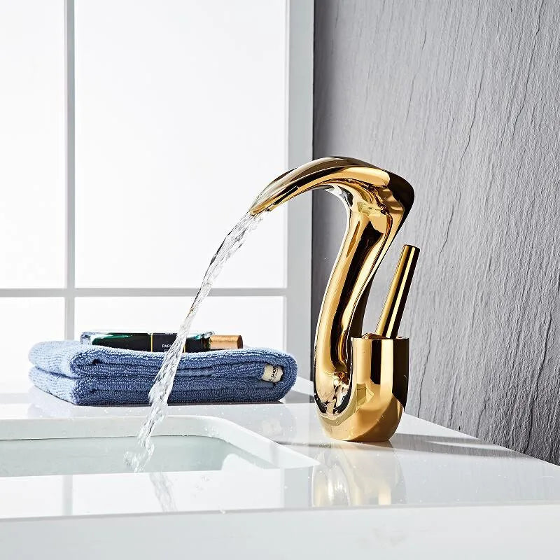 Tuqiu Black Bathroom Faucet Brass Gold Basin Faucet
