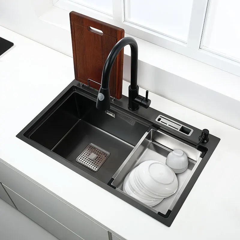 High Low Sink Water-Saving Design Matte Black Knife