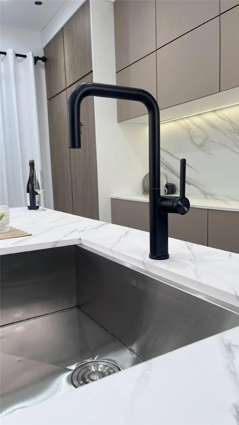 Brushed Gold Pull Out Faucets Brass Rose Gold