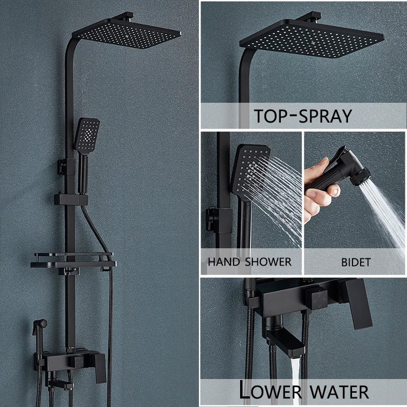 Wanmivezlo Black/Chrome Brass Shower Faucet Bathroom Shower Mixer