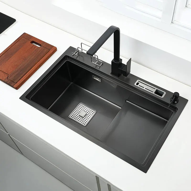 High Low Sink Water-Saving Design Matte Black Knife