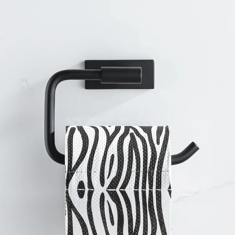 Black Stainless Steel Toilet Paper Holder Wall Mounted