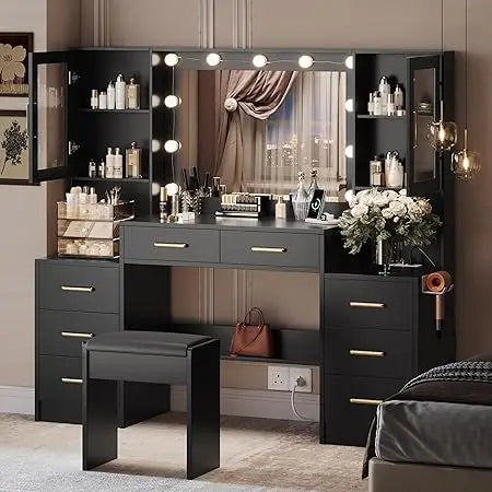 Vanity Desk Mirror Lights Charging Station 58 3in