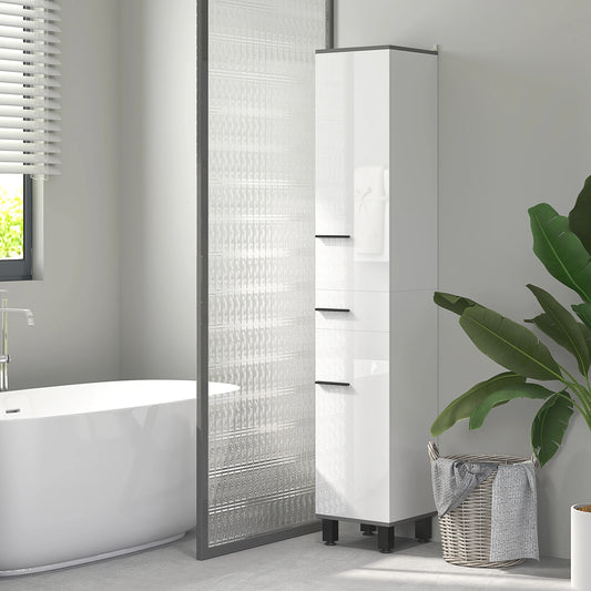 Homcom Bathroom Cabinet Adjustable Shelves Double Doors Drawer