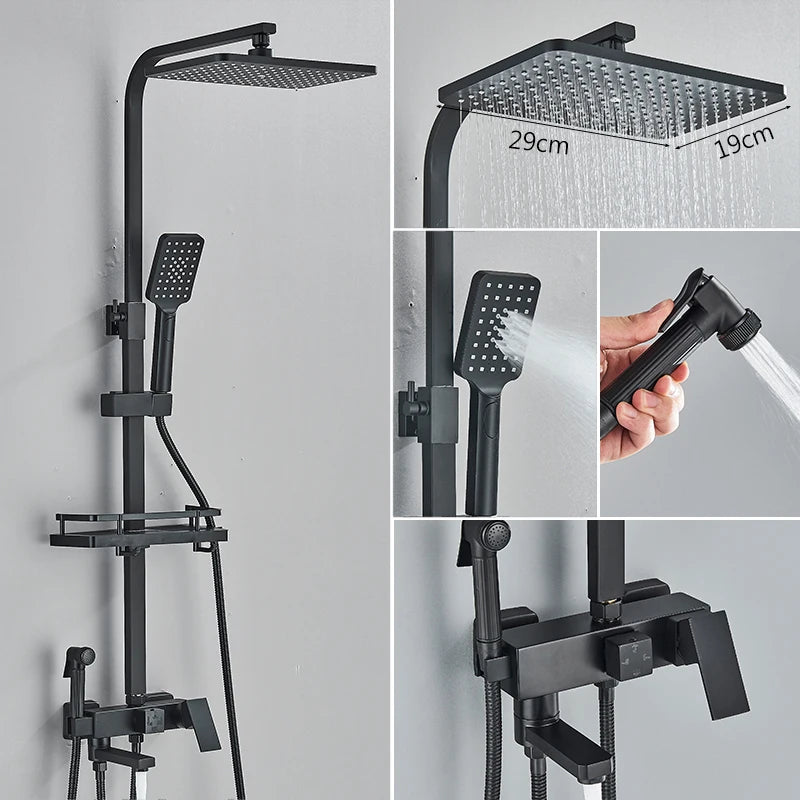 3/4-Way Shower Faucet Rainfall Shower Cold Water Mixer