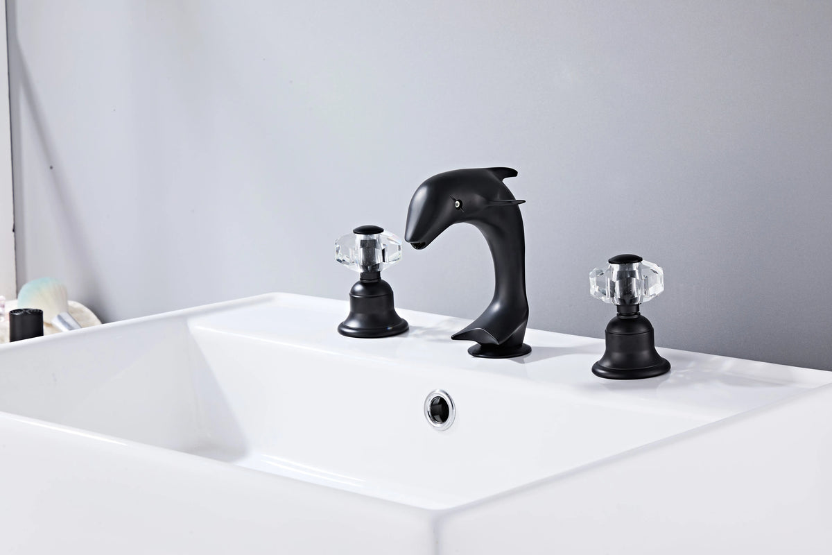 3pcs Golden Bathroom Basin Faucet Crystal Handle Widespread